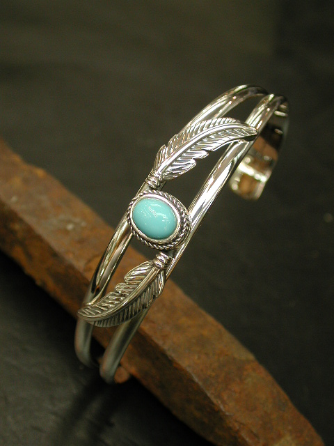 画像: Feather & Turquoise Bangle