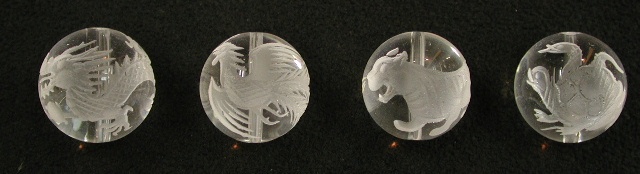 画像: 四神獣　水晶素彫り12ミリ+イエロータイガーアイ10ミリ